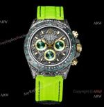 TW Factory Rolex DIW Cosmograph NTPT Carbon Daytona 7750 Watch Fluorescent Green Fabric Strap